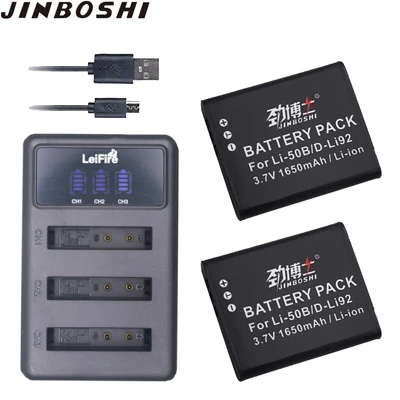 3x Li-50B D-LI92 Li50B Li ion аккумулятор 50B Батарея+ светодиодный 3 слотов для карт USB Зарядное устройство для цифровой камеры Olympus Mju 1020 SP-800UZ стилус 1010 u 1010 1020 Ricoh CX3 - Цвет: 2X B and Charger
