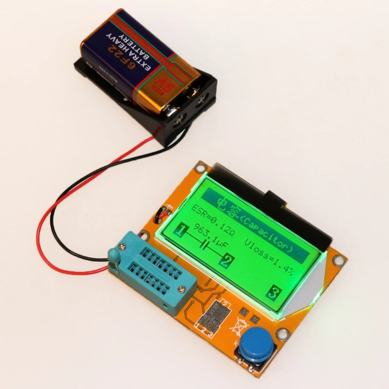 

9V LCD Digital Transistor Tester LCR-T4 ESR Meter 12864 Backlight Capacitance