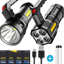 

LED Flashlights Handheld Lantern Camping Portable Lamp Strong Light Long-shot USB Rechargeable Built-in Battery Outdoor Lighting