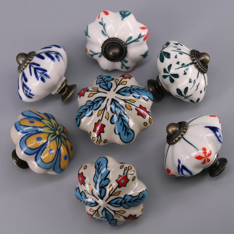 

1x Hand Painted Ceramic Knobs Kids Bedroom Kitchen Door Cabinet Cupboard Knob Pull Drawers Handle