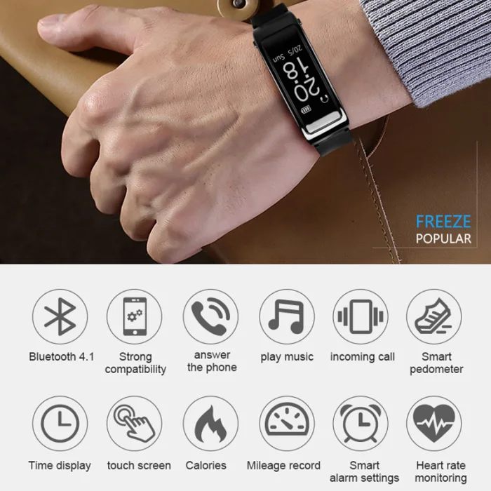 Bluetooth Headset Watch Smart Band Bracelet Heart Rate Passometer for Sport Fitness IJS998