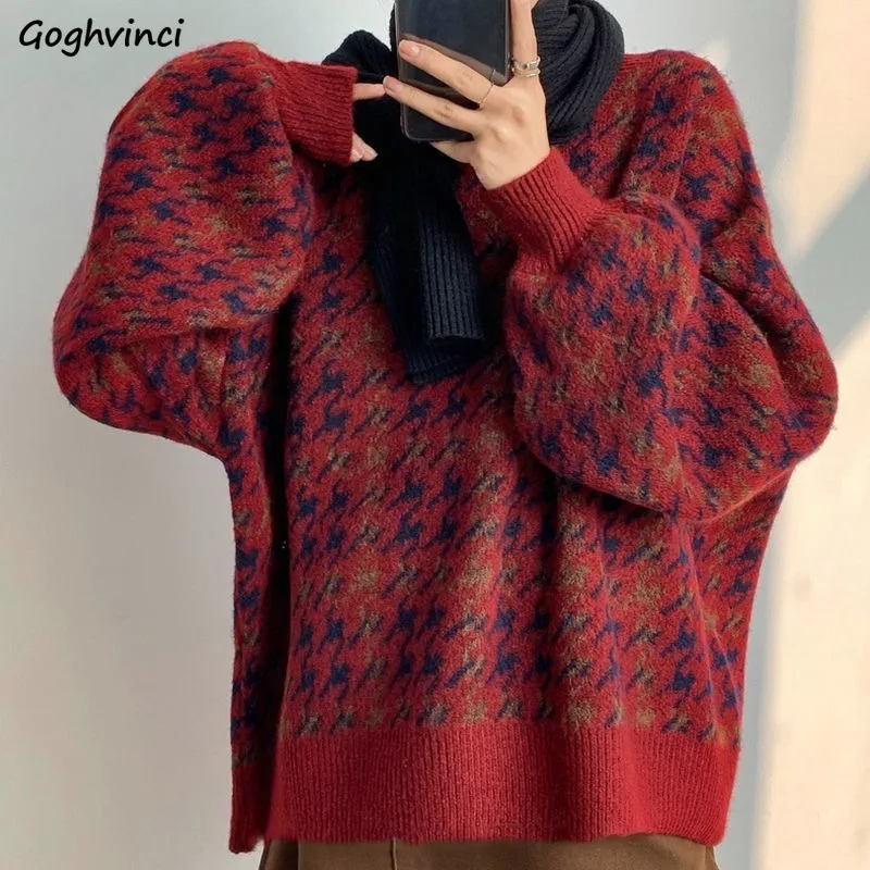 Jersey holgado de manga acampanada para mujer, Jersey de punto sencillo, elegante, combina con todo, ropa de calle de gran tamaño