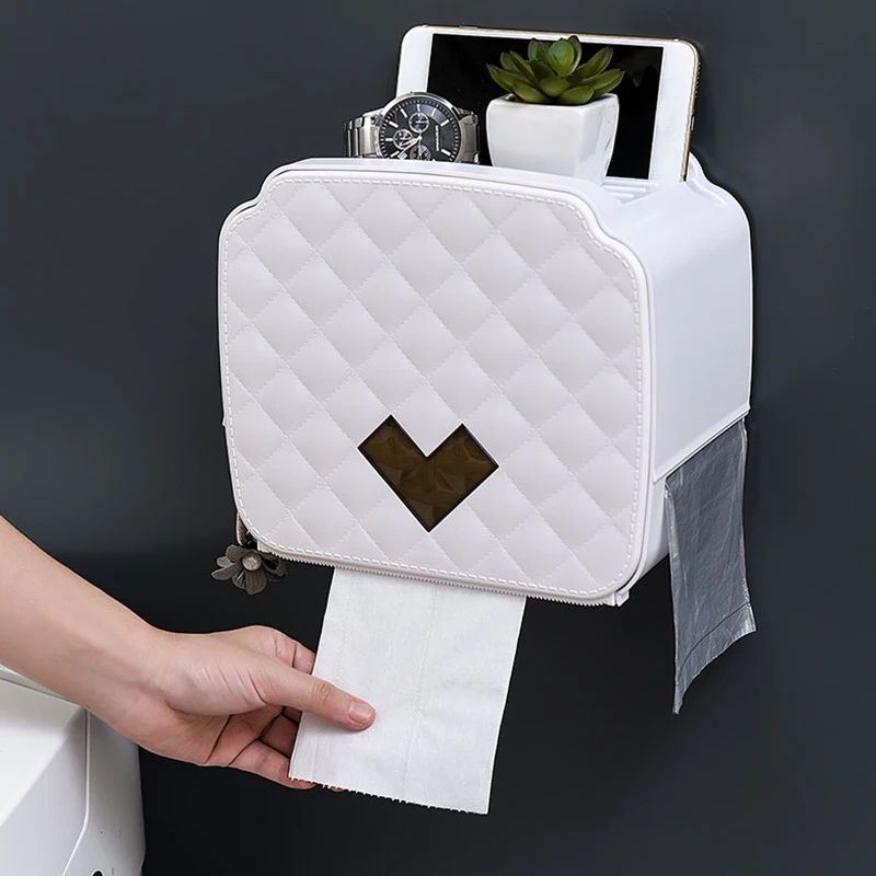 

Toilet Paper Holder Roll Paper Tube Bathroom Plastic Waterproof Tissue Box Toilet Paper Tray Wall Mounted Storage Box Organizer