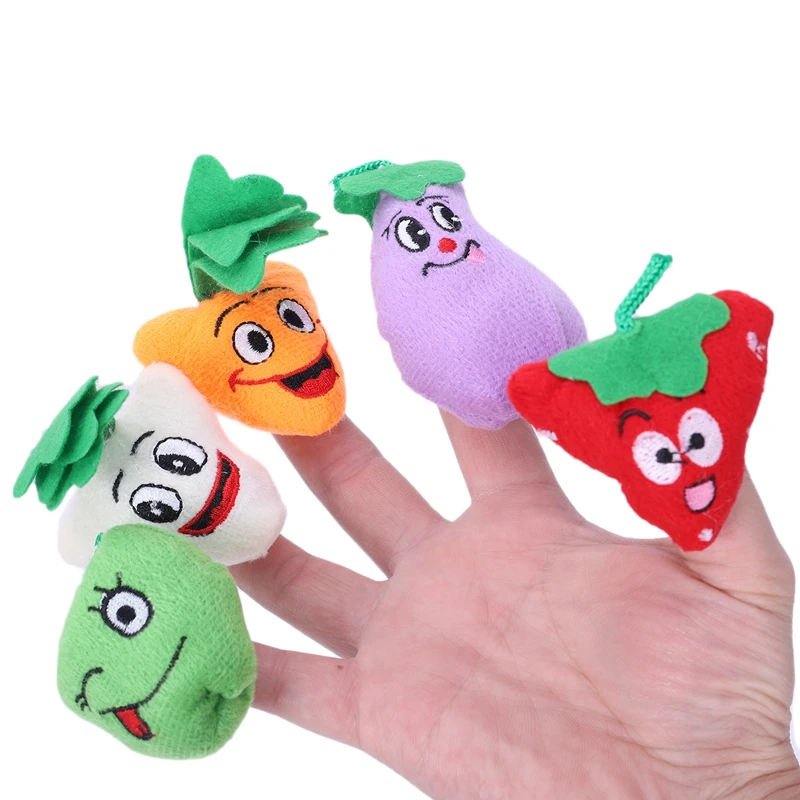 Семья пальчиковые куклы играть игра учите ребенка образовательная рука игрушка Тема: фрукты и овощи