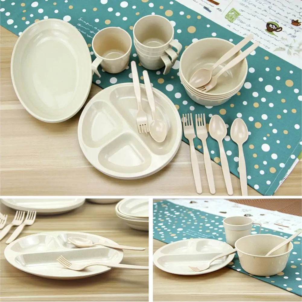 24 шт. портативные столовые приборы принадлежности для пикника барбекю кемпинга