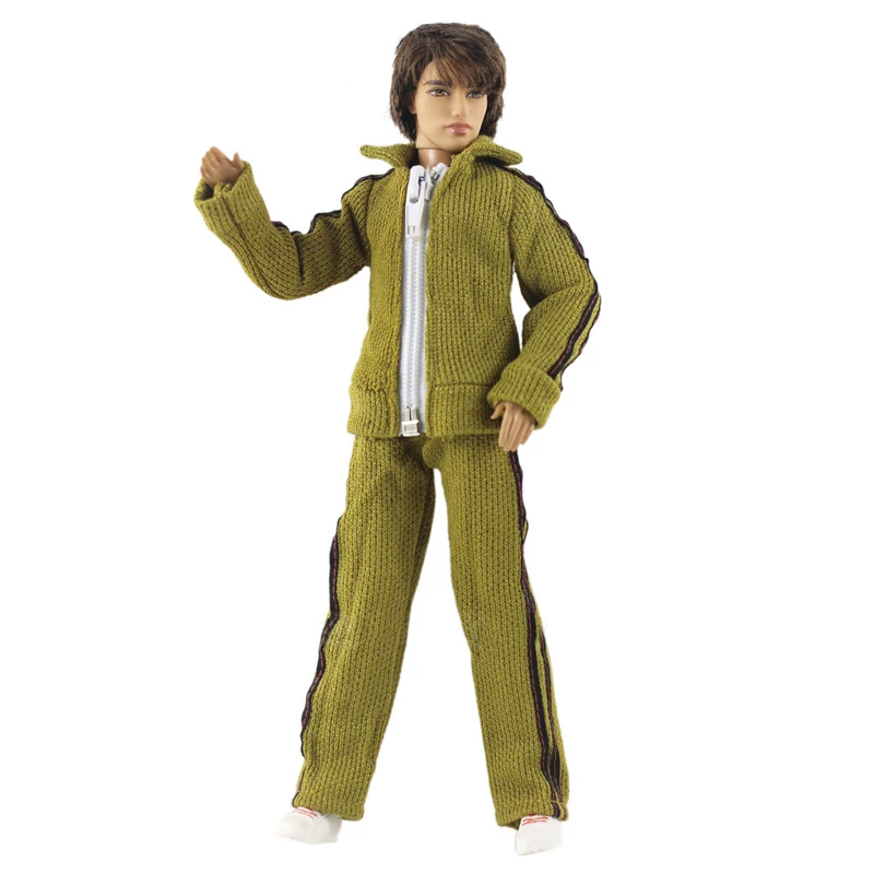 Green Fashion Clothes Set For Ken Boy Doll Outfits Black Trousers Pants Jacket