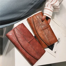 Ретро PU кожаный женский удлиненный кошелек винтажный твердый несколько карт держатель клатч сумки модный классический кошелек