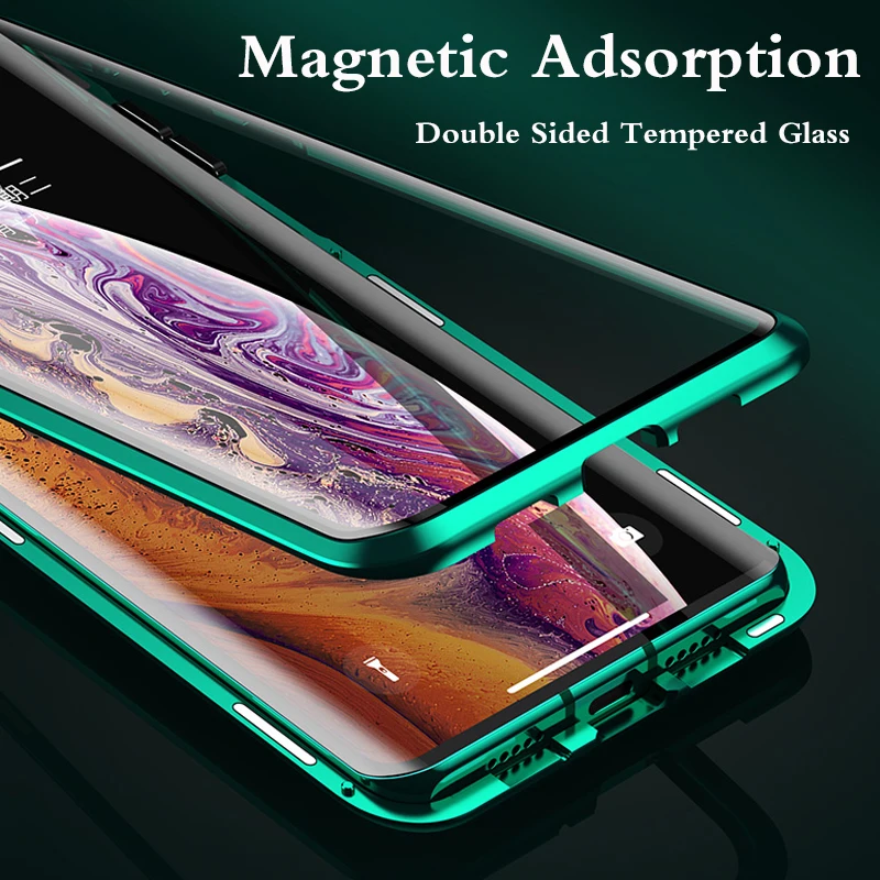 

for Full Magnetic Phone Case For iPhone 11 Pro MAX Metal Double Side Tempered glass Cover for iphone XS XR XS MAX 8 7 6 6S Plus