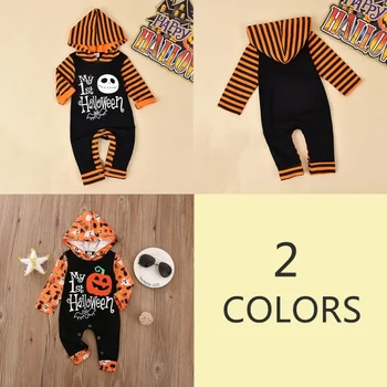 

0-24 Month 2020 Autumn And Winter New Baby Long-sleeved Halloween Pumpkin Print Romper Halloween Bodysuit Jumpsuit