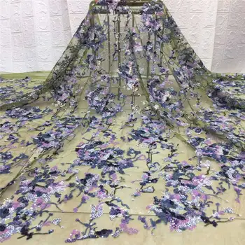 

High Quality African Lace Fabric Purple Swiss Voile Lace Wholesale Embroidery African French Lace Fabric Mesh Mater JAUN
