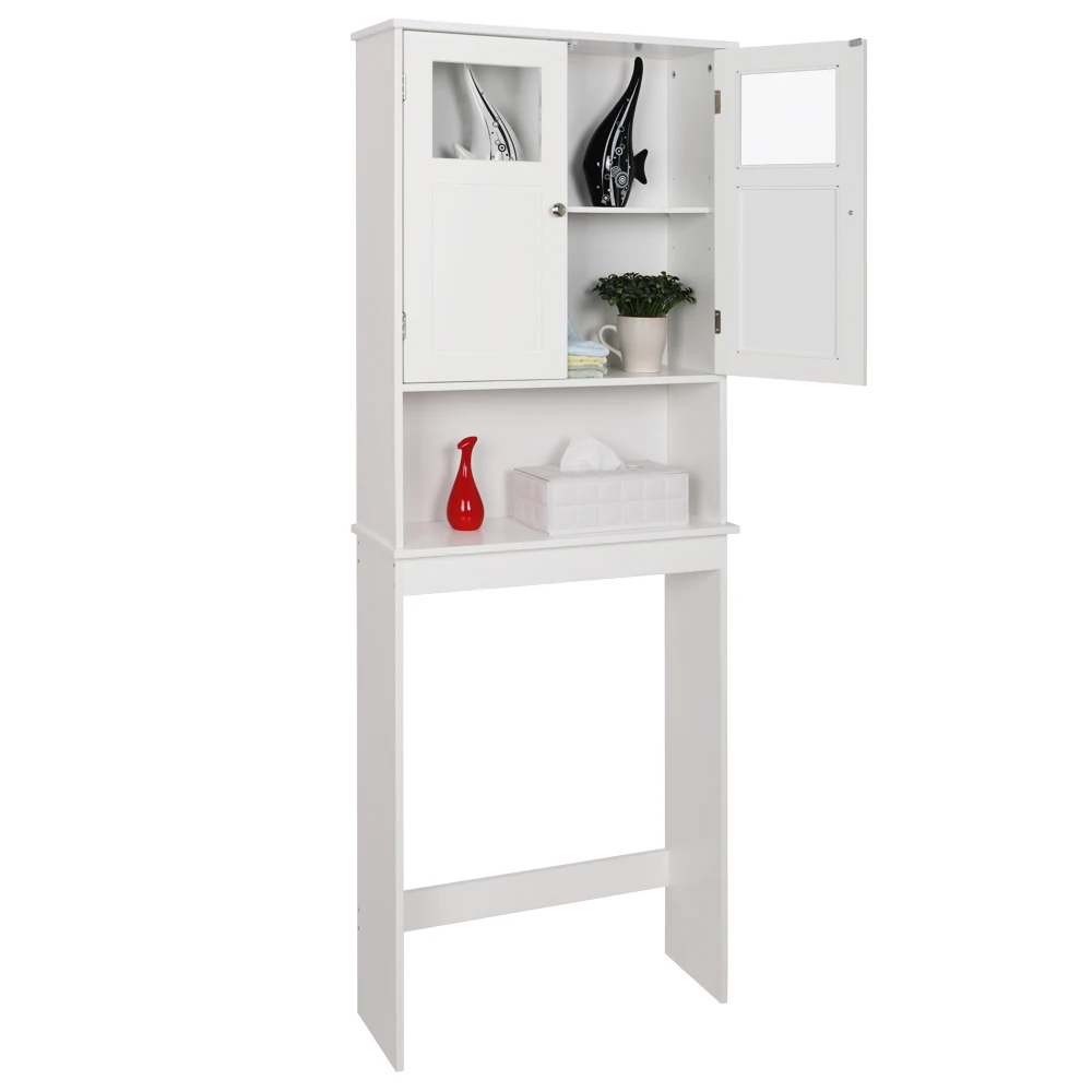 MDF White Bathroom Cabinet Storage with Double Doors & Vanity Shelf Wall Mounted Toillete Cabinet Home Bedroom Furniture - US MDF White Bathroom Cabinet Storage with Double Doors & Vanity Shelf Wall Mounted Toillete Cabinet Home Bedroom Furniture - US