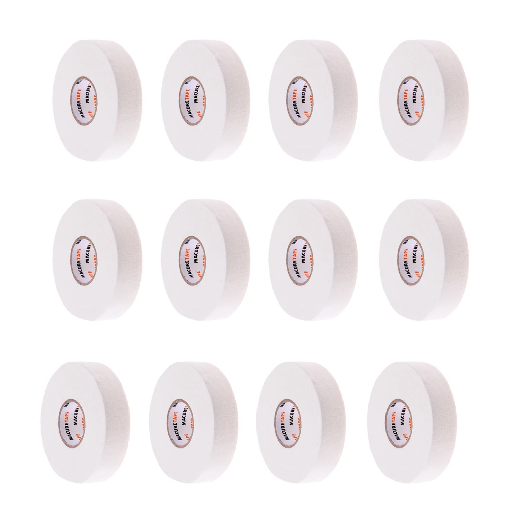 12 Roll Hockey Tape -White Color Cloth Hockey Stick Adhesive Tape 1'' X25 yds