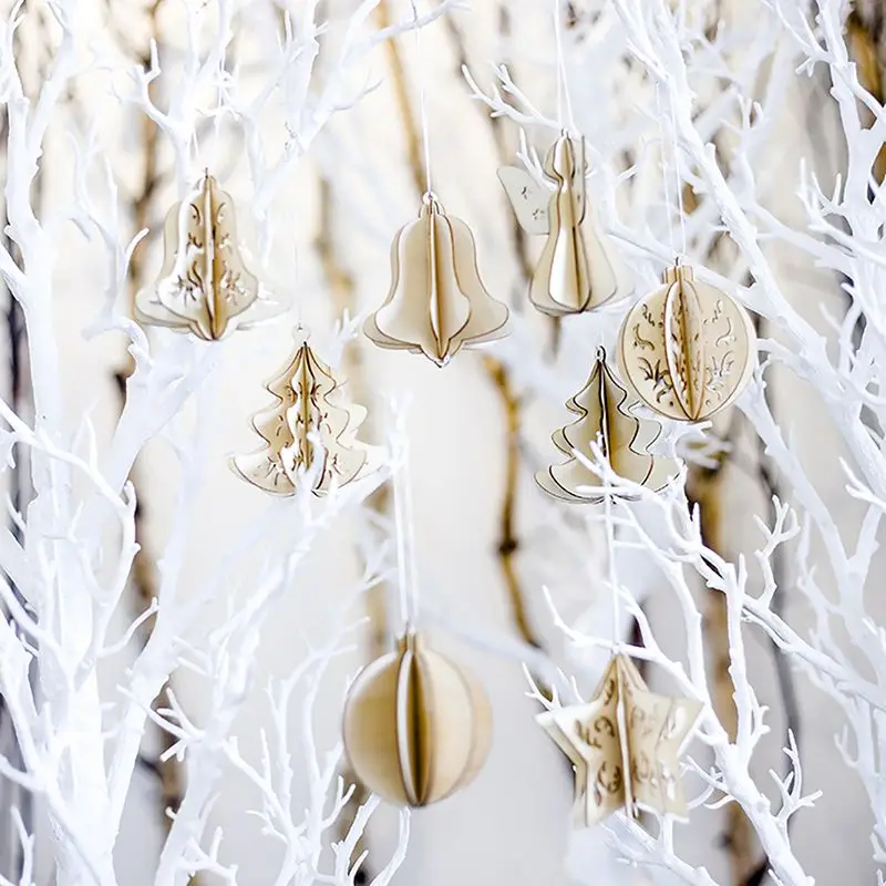 5 шт. деревянные кусочки DIY 3D рождественские подвески с подвеской для рождественской елки или украшения для дома, вечерние, праздничные