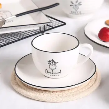 

2pcs/set Ceramic Cup Saucer Elegant Pattern Coffee Tea Mug for Home Family Restaurant