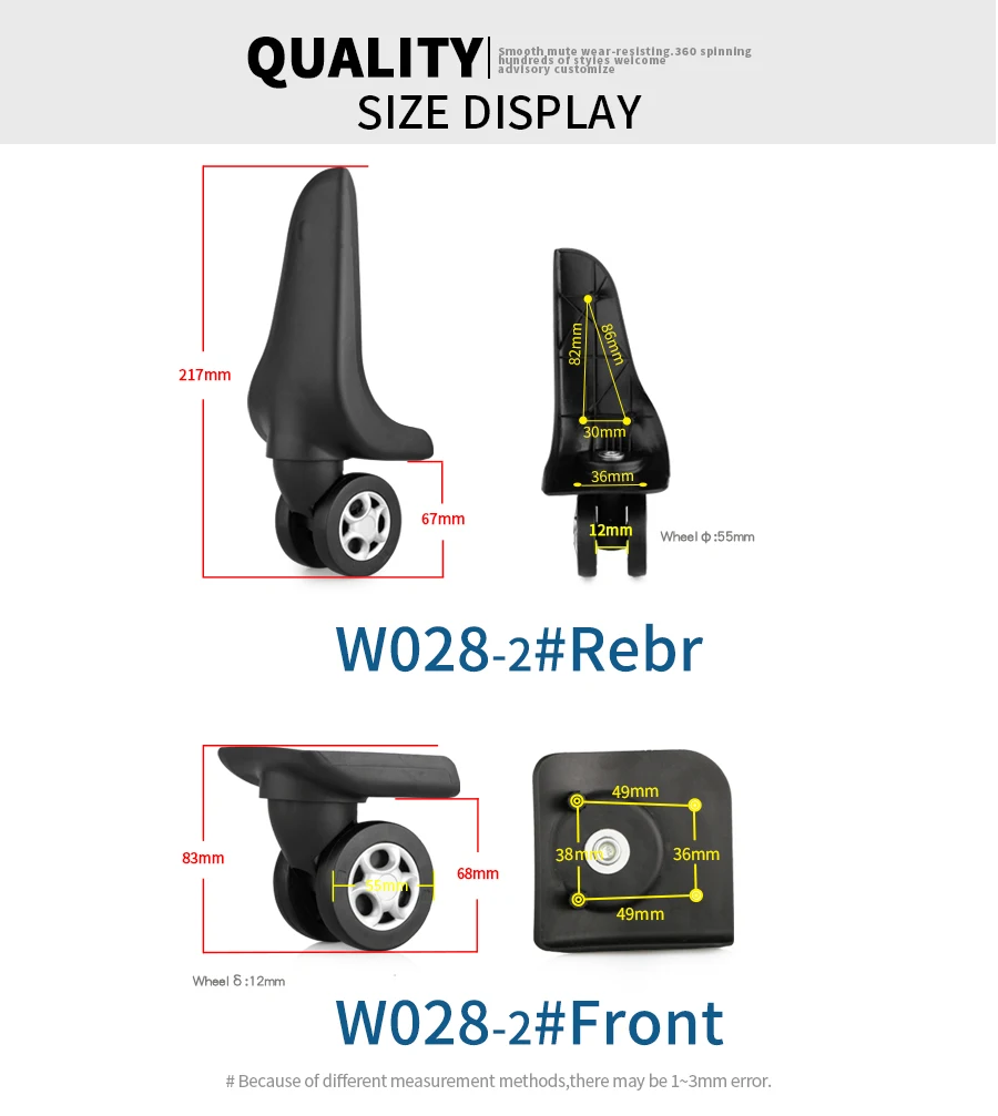 Replacement wheels for suitcase luggage high quality travel bag casters repair Wear resistant password box luggage wheels