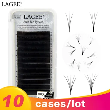 

LAGEE 10cases 0.05mm C 14-15-16mm 1S Blooming Auto fans Eyelash Easy Fan Eyelashes Individual Eyelash Extension Faux Mink Lashes
