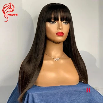 

Hesperis 4x4 Lace Closure Wig Straight Brazilian Lace Front Human Hair Wigs PrePlucked Remy Lace Closure Wigs With Bang