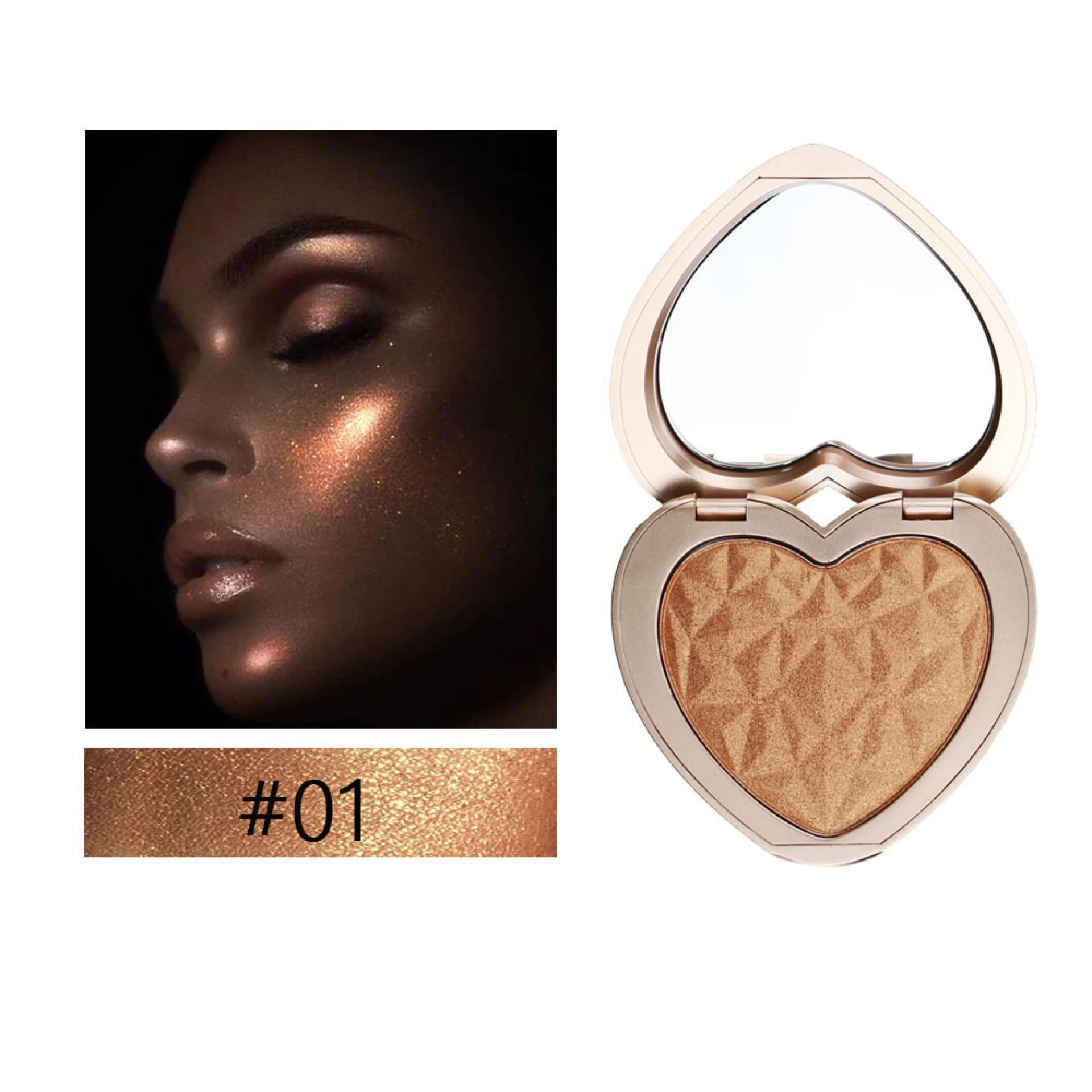 Макияж Лицо высокий светильник er в форме сердца глянцевый поляризованный светильник порошок светящийся блеск Iluminador светящиеся бронзаторы макияж TSLM2 - Цвет: 1