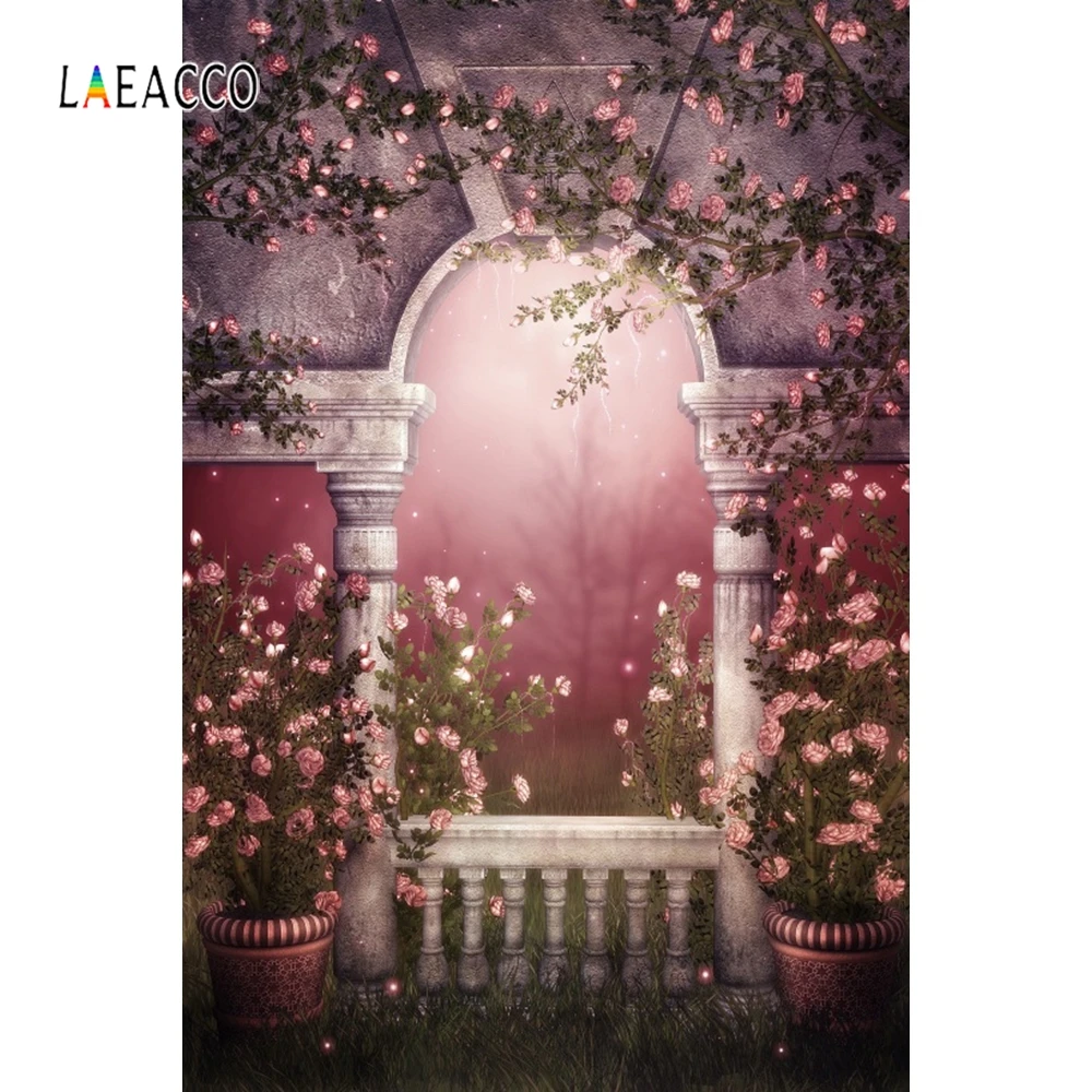 

Laeacco Arch Window Flowers Garden Photocall Photography Backdrop Personalized Portrait Photographic Background For Photo Studio