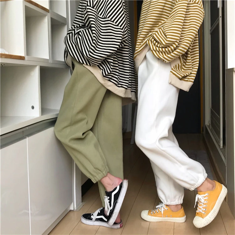 Colorfaith New Autumn Winter Women Pant Joggers High Waist Elastic Waist Minimalist Ankle-Length Sweatpants Trousers P2156