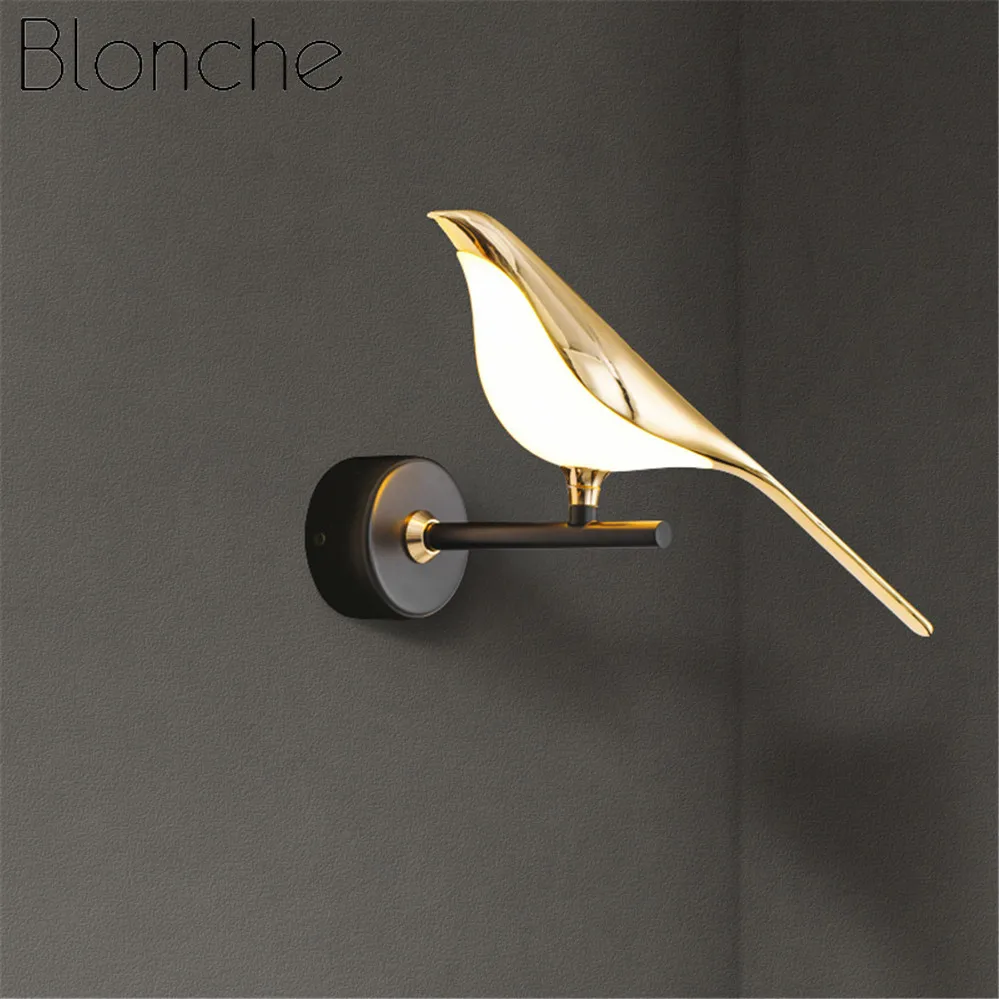 

Postmodern Designer Luxury Gold Plating Bird Led Wall Lamp Hallway Corridor Stairs Sconce Bedroom Decoration Lighting Fixtures