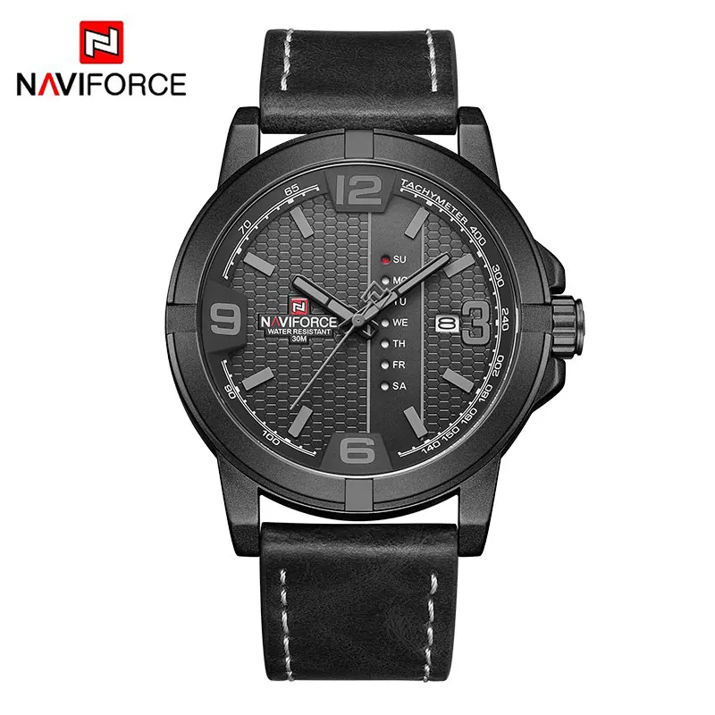 NAVIFORCE Casual Men Leather Strap Watches Military Sport