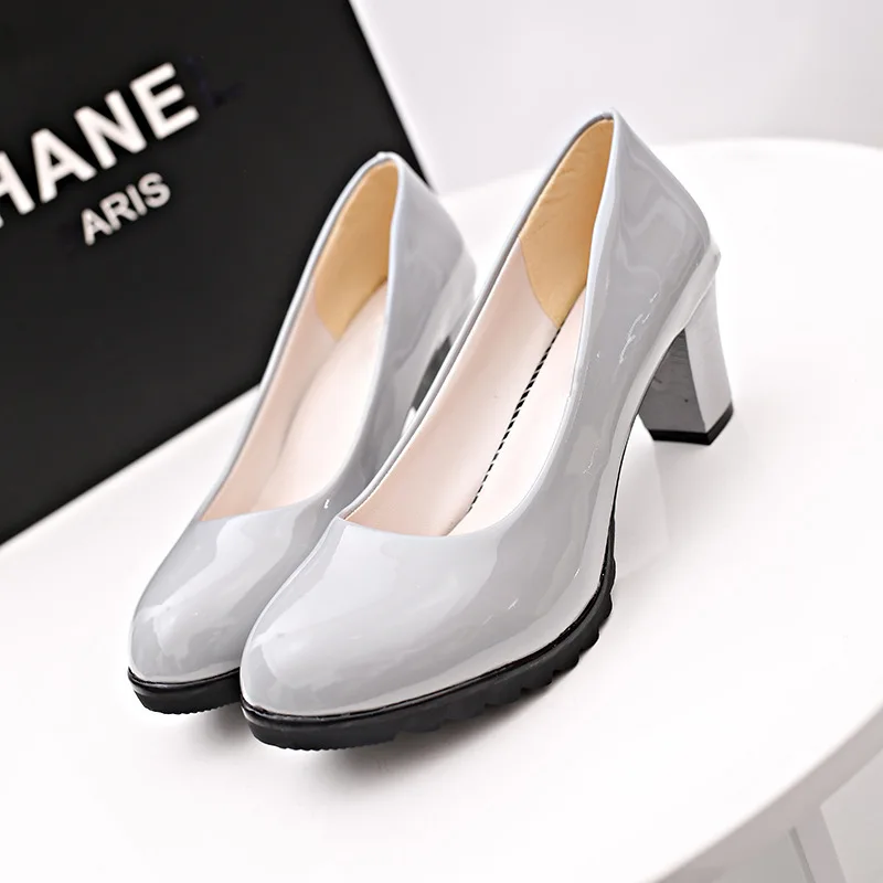 

Autumn New Style Waterproof Platform Low-Cut round-Toe High Heel Shoes Ol Career Work Shoes Hotel Black And White with Pattern C