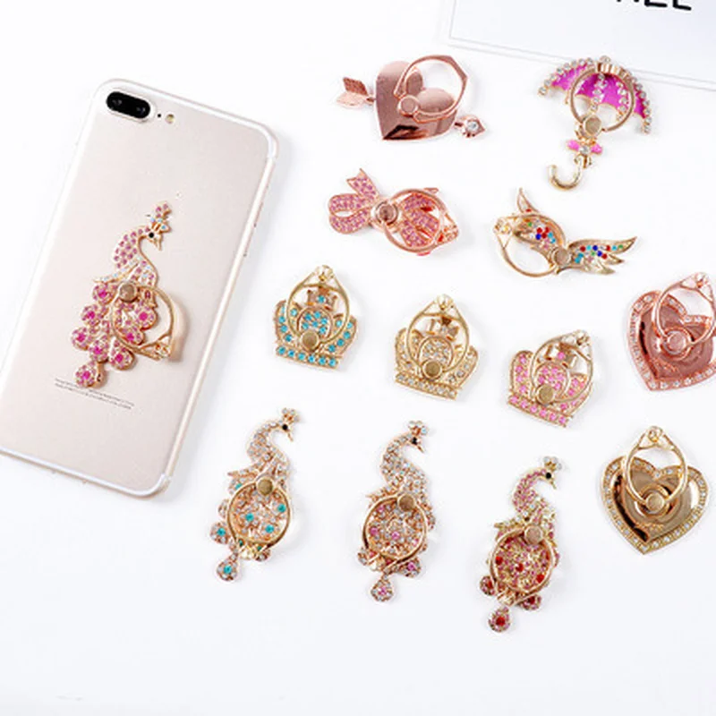 

360 Degree Metal Mobile Phone Stand Holder Finger Ring Mobile Smart Phone Holder Stand Diamond for All Phone Phone Ring Holder
