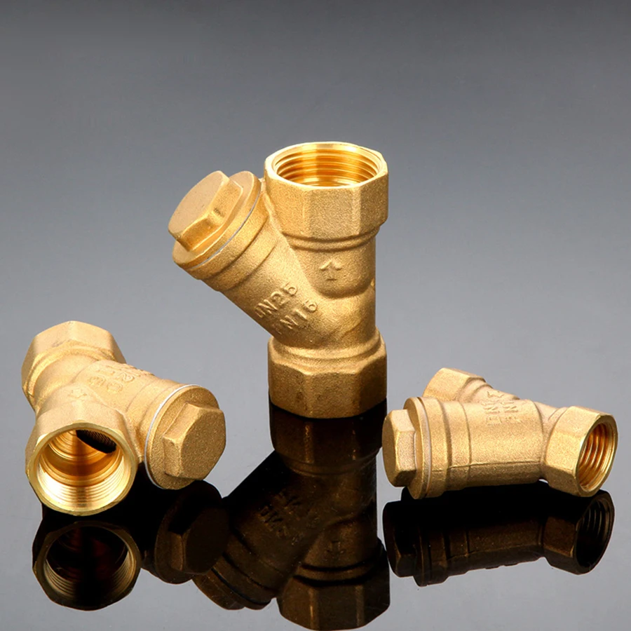 Filtro de latón grueso para bomba de refuerzo, Conector de válvula de filtro para tubos de calefacción, en forma de hilo femenino Y grueso, 1/2 , 3/4, 1 , BSPP