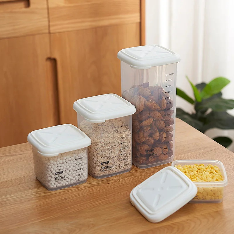

Sealed Jar Transparent Measuring Plastic Household Kitchen Refrigerator Storage Freshness Box Snacks Grains Grains Storage Jar S