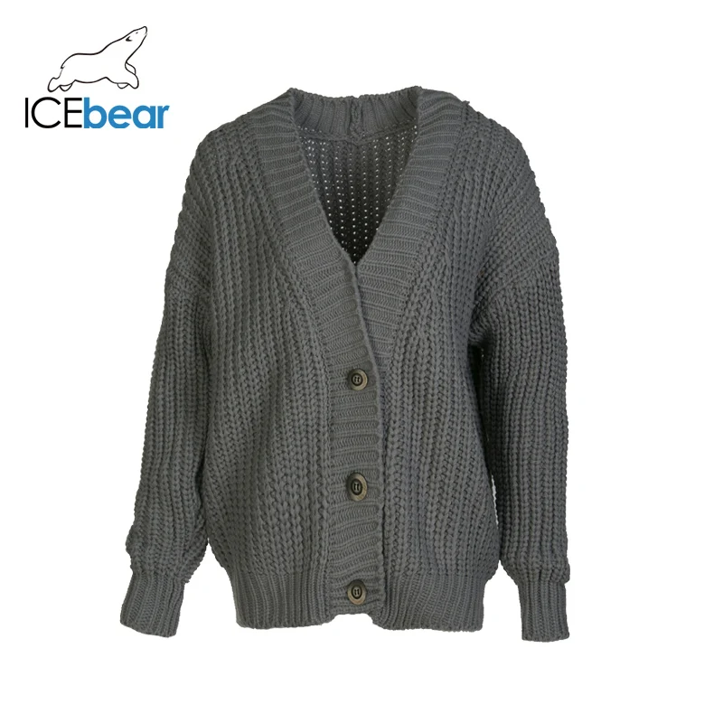 

ICEbear Knitted Chunky Cardigan Women Simple Solid Thick Button Clothing Sweater Stylish Tops for Female Autumn Winter NB-54