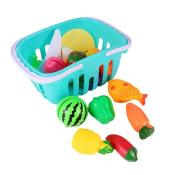 

21pcs Cooking Toys Kid Funny Fake Fruits Vegetables Cutting Kitchen Toys for Girl Boy (with Basket, Random Color)