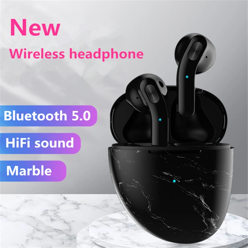 TWS 5 0 Bluetooth Earphone Marble Wireless Headphones HiFi Noise Reduction Touch Earbuds Sport Headset For Smart Phones