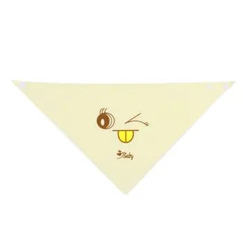 

Triangular Scarf Double Layers Cotton Snap-fastener Pinafore Headscarf Wind Break Smiling Face Pattern for Baby
