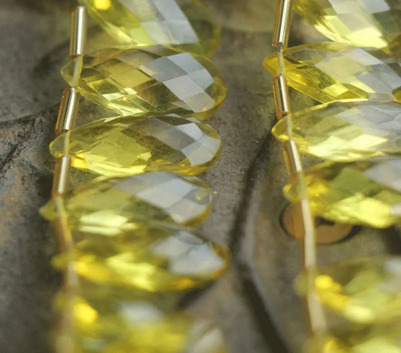 

5.5 Inches 16pcs Super Rare AAA yellow Faceted long Pear Shape Briolettes Calibrated Size 18X9.0mm