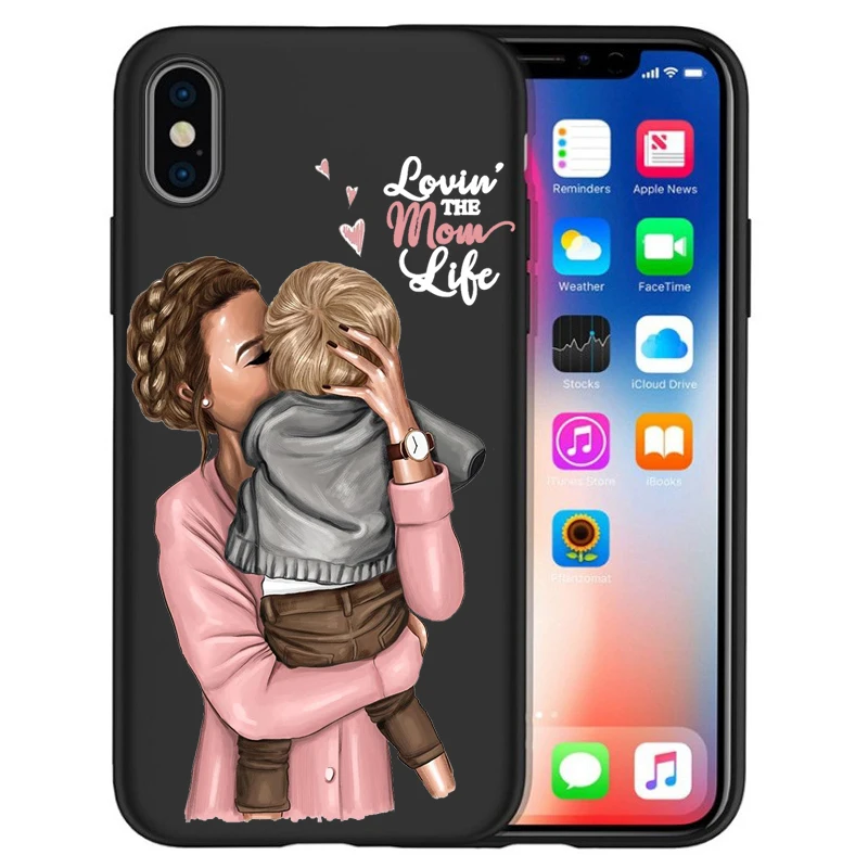 Модный чехол для телефона Super Mom baby girl для iPhone 11 Pro Max XS Max XR X 8 6S 7Plus 5s черный мягкий силиконовый чехол для телефона Etui