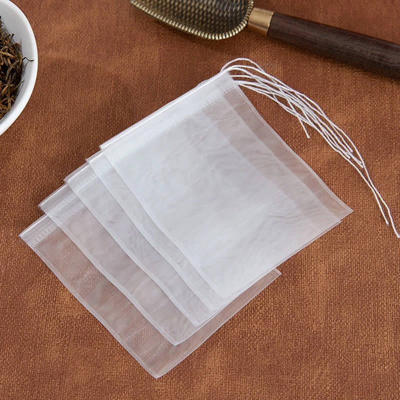 Description Picture 6 of item50pcs Nylon Tea Bags Empty Tea Bags for Loose Tea Filter Transparent Disposable Teabags Tea Infuser Filters Bag for Tea Spice