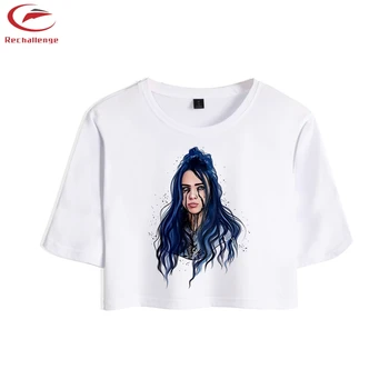 

Billie Eilish Cropped Shirts Women Summer Short Sleeve 3D Casual T shirts Billie Eilish 2019 Short Crop Tops Trend