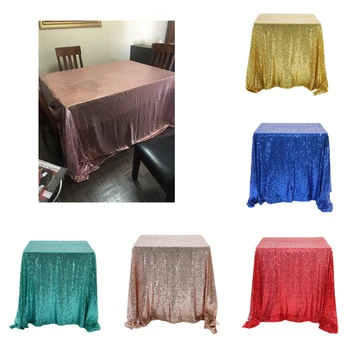 

Luxary Gold Sequin Tablecloth Wedding Party Decorations Wholesale Embroider Sequin Square Table Cloth
