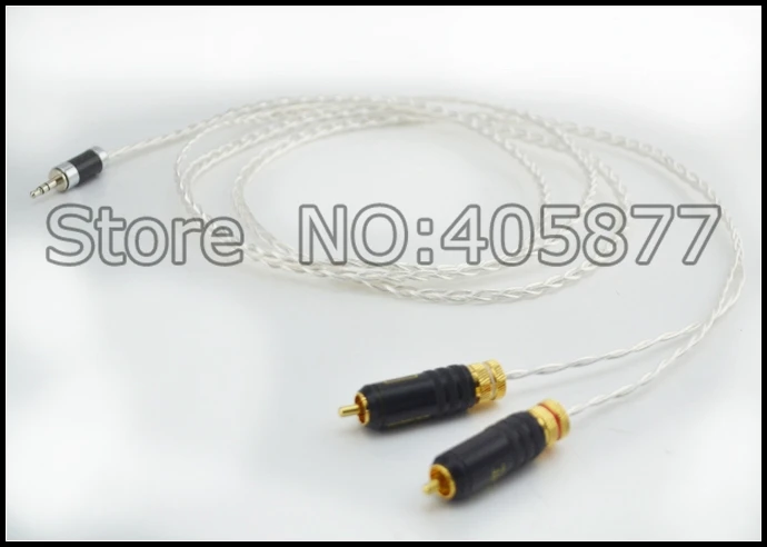 High quality occ silver plated Mini Stereo 3 5mm TO 2 RCA AUX Audio Cable 1M