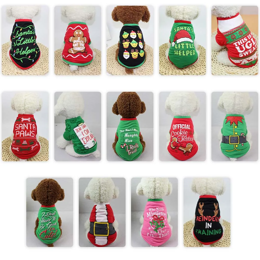

Pet Clothing For Dogs Christmas Decroation Dog T-Shirt Soft Puppy Dog Clothes Cute Pet Clothes Casual Vests For Small Pets Xs-XL