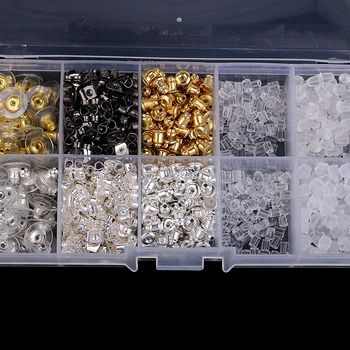 

10 Styles Mixed Earring Backs Butterfly Metal Rubber Plastic In Clear Box
