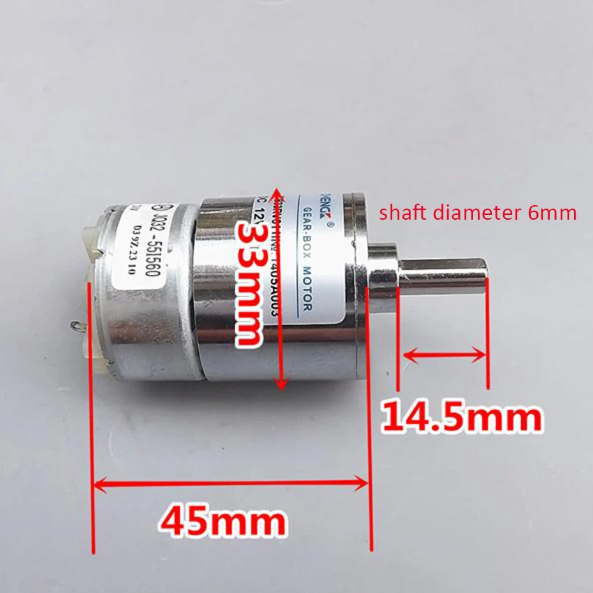 DC 12V мотор-редуктор 500 DC мотор цельнометаллический редуктор 8 об/мин 0.12A диаметр вала 6 мм микроредуктор мотор-драйвер для модели автомобиля-робота