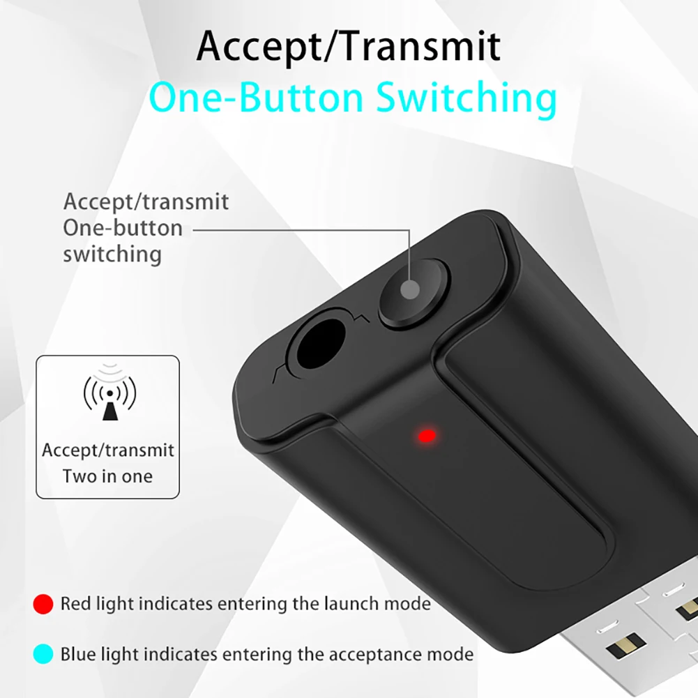 Bluetooth 5,0 передатчик приемник 3,5 мм Aux HiFi стерео аудио USB беспроводной мини-адаптер для динамиков автомобиля ПК 2 в 1