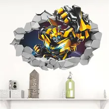 Горячая Распродажа Элегантные 3D Трансформеры Bumblebee гигантские съемные настенные Наклейки для декора 70X50 см настенные наклейки s Новые