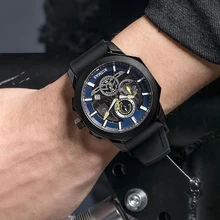 RUIMAS Reloj de pulsera de cuarzo para hombre, resistente al agua, Hardlex Mirror, de lujo, informal, luminoso, con calendario
