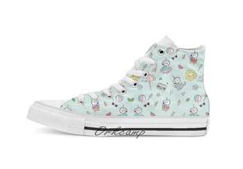 

Summer Unicorn Pool Party Custom Casual High Top lace-up Canvas shoes sneakers Drop shipping