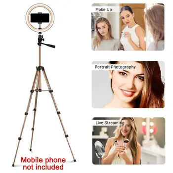 

10 Inch Selfie Ring Light with 50 Inch Tripod Stand & Ring Live For Makeup Stream, with LED Holder Phone Light Remote Camer R6I1