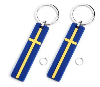 

100 Pieces Soft Rubber Sweden Key Chain Key Ring Stickers Emblems Decals for Volvo XC90 S60 V60 S90 XC60 XC40 V90CC