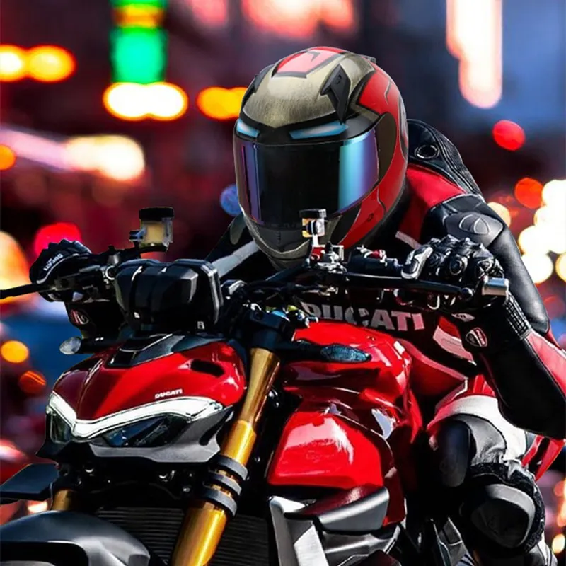 Casque de Moto Style Iron Man, plein visage, haute Anti-collision
